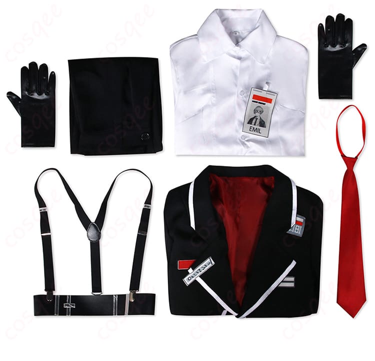 Limbus Company シンクレア コスプレ衣装 セット内容の全体画像、コート、シャツ、ズボンなどが含まれる