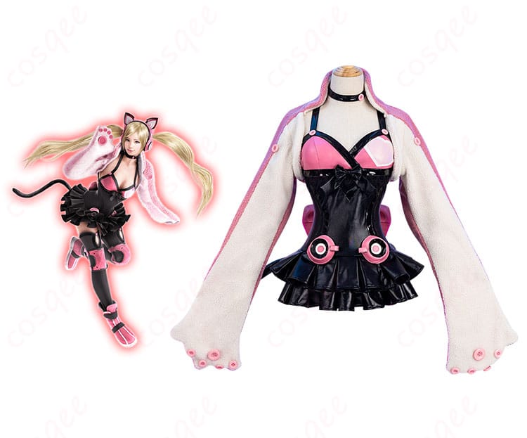 鉄拳7 ラッキークロエ コスプレ衣装 正面とキャラクターの組み合わせ、コスプレ衣装の細部まで忠実に再現。