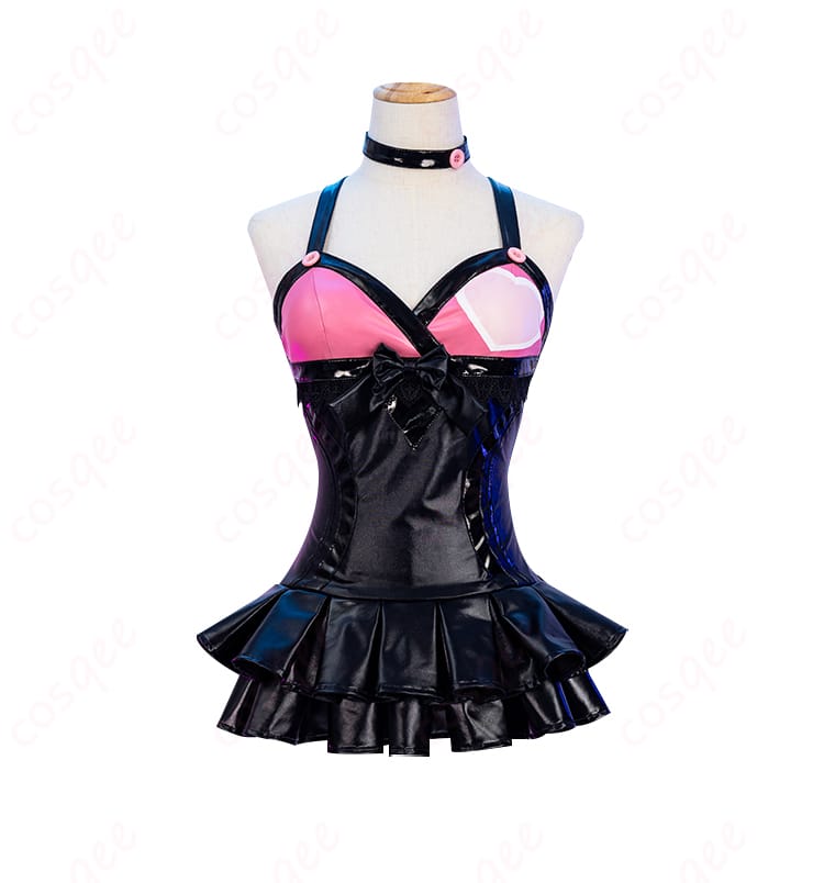 鉄拳7 ラッキークロエ コスプレ衣装 スカートの前面ディテール、しっかりした刺繍と装飾が施されています。