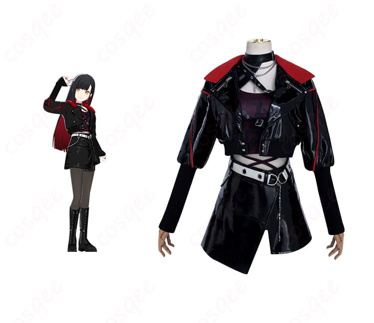 プロジェクトセカイ 白石杏 コスプレ衣装 正面とキャラクター画像、決戦の時バージョン