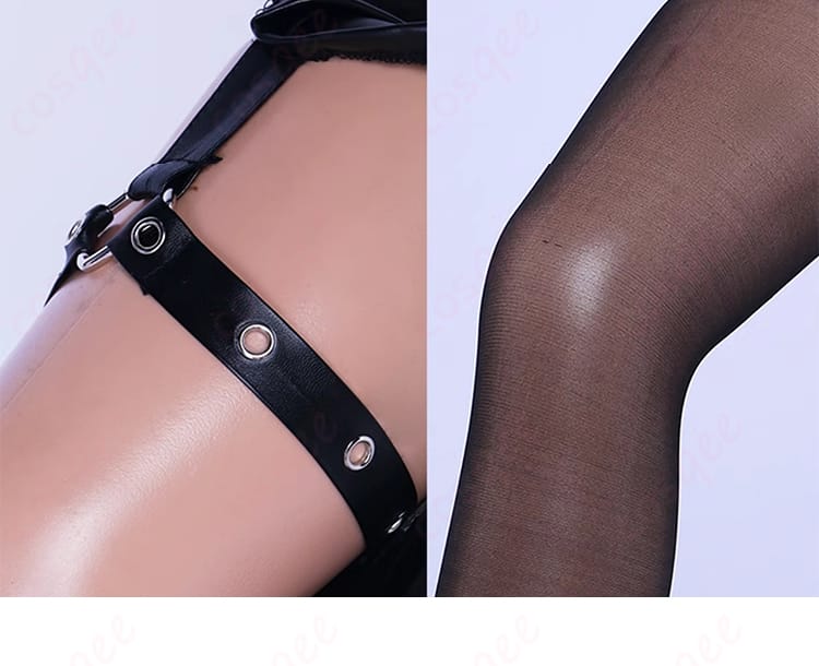 プロジェクトセカイ 白石杏 コスプレ衣装 腿部とタイツの装飾ディテール、全体のバランスを強調