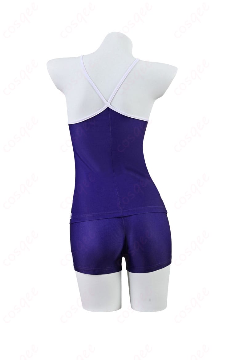 商品背面の画像。ウマ娘 プリティーダービー 競泳水着コスプレ衣装の背面デザインをご確認ください。