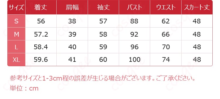 サイズと寸法に対応する商品データを示す画像