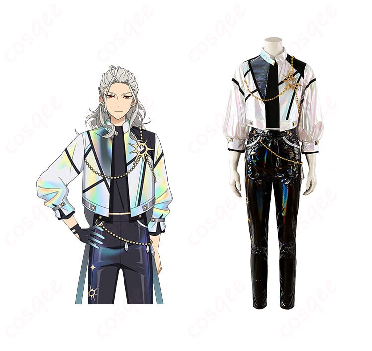 商品正面とキャラクターの組み合わせ画像 - あんスタ 9周年記念衣装を着た逆先夏目、乱凪砂、深海奏汰、明星スバルの正面画像。衣装のディテールが美しく描かれています。