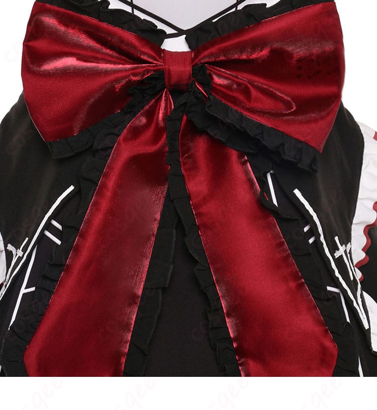 腰に結ばれた蝶結び装飾のコスプレ衣装。デート・ア・ライブの時崎狂三衣装。