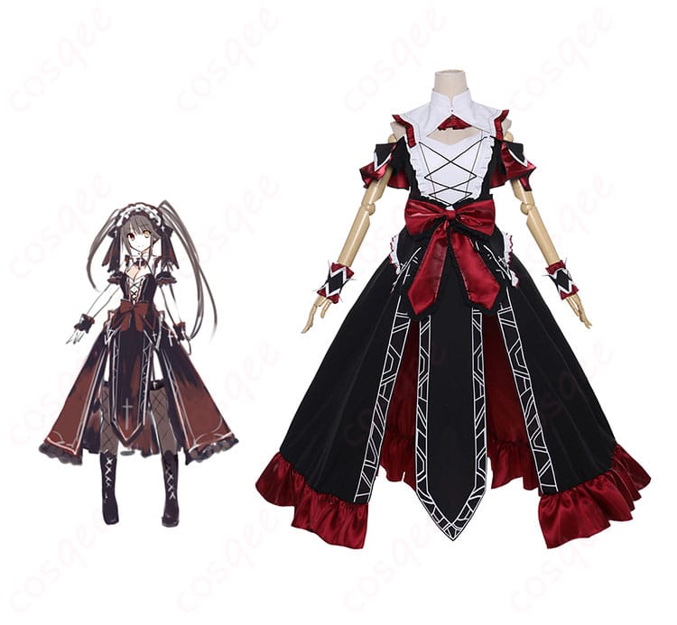 商品正面と時崎狂三のキャラクターを組み合わせたコスプレ衣装の写真。デート・ア・ライブ コスプレ衣装。