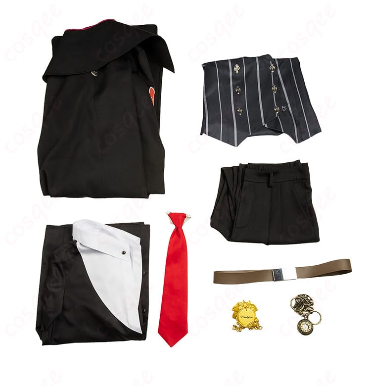 セット内容の展示画像 - ギルティギア ストライヴのスレイヤーコスプレ衣装セット内容の画像。