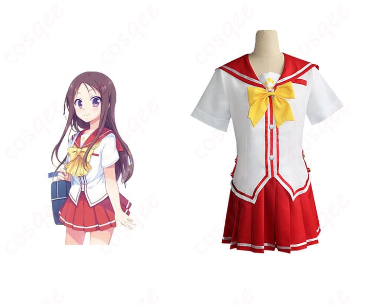 シャーロット 乙坂歩未 コスプレ衣装 正面図、キャラクターとのコスプレシーン。