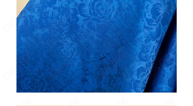 服装の図案装飾の細部。衣装に施された図案の細部が強調された一枚。キャラクターの個性を感じさせるデザイン。