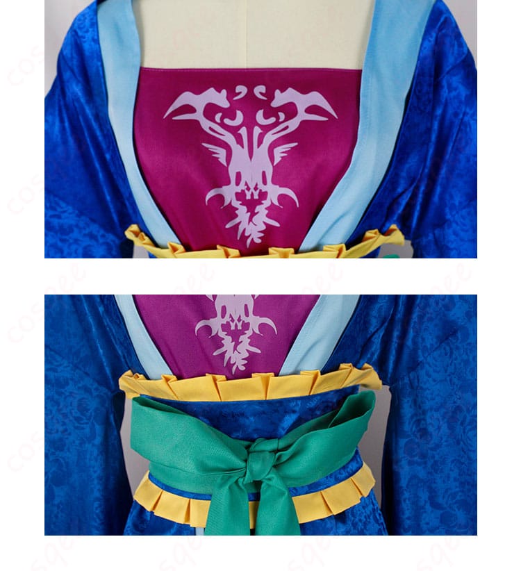 胸前の腰封装飾の細部。キャラクターの特徴的な腰封装飾のアップ画像。精巧なデザインがよくわかります。