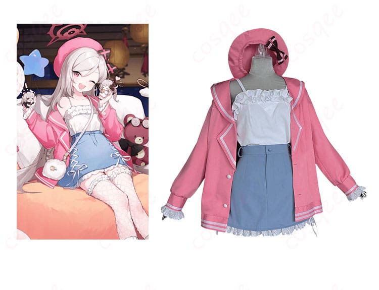 商品正面とキャラクターが一緒に写っているコスプレ衣装の画像『ブルーアーカイブ』浅黄ムツキ コスプレ衣装