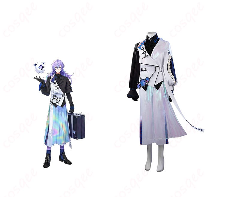 商品正面とキャラクター「星導ショウ」のコスプレ衣装の詳細画像。高再現度で魅力的なデザイン。