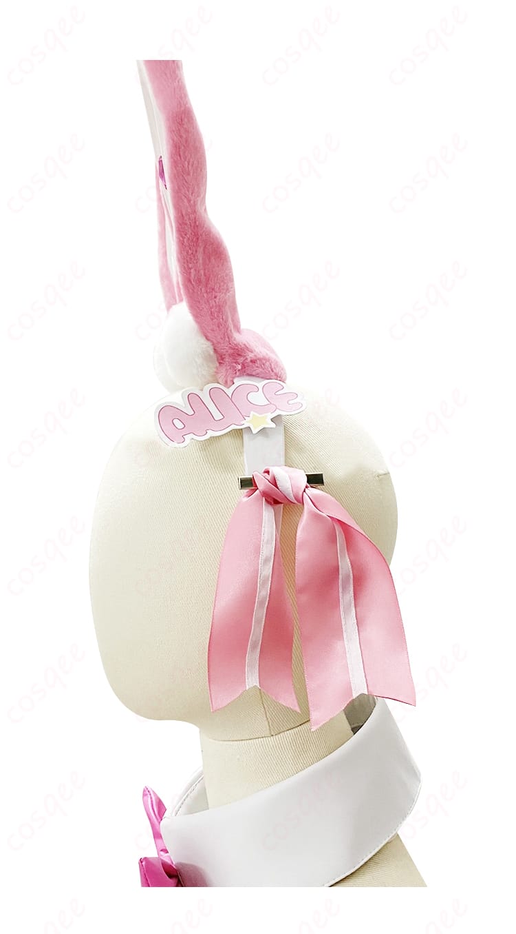 アリス ワンダーランドバニー コスプレ衣装 ヘアピンと兎耳カチューシャの装飾詳細