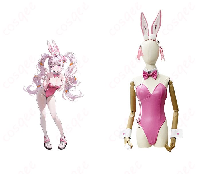 アリス ワンダーランドバニー コスプレ衣装 正面とキャラクターの組み合わせ、忠実再現、NIKKE コスプレ衣装