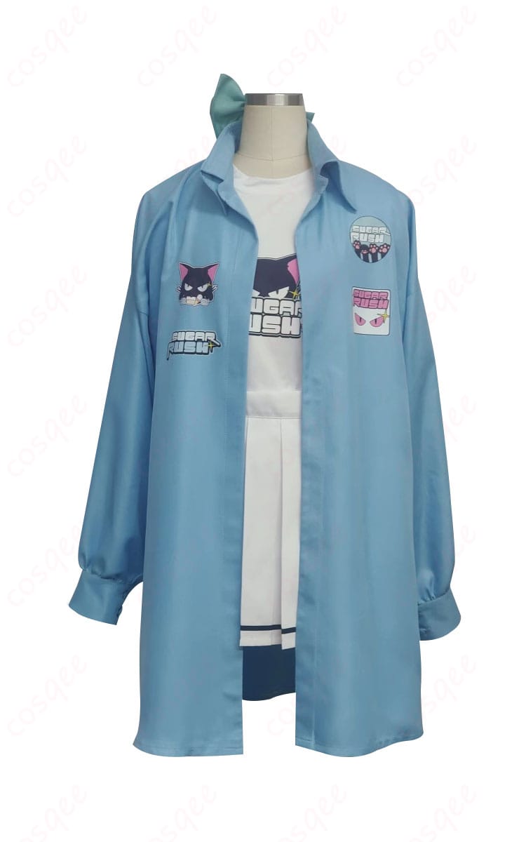 ブルーアーカイブ 栗村アイリ コスプレ衣装 バンド「シュガーラッシュ」衣装の正面画像。細部まで忠実に再現されたコスプレ衣装。