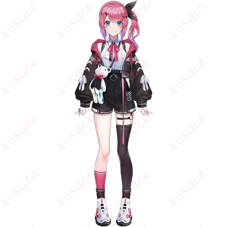 にじさんじ 倉持めるとの黒ピンクゆる甘パーカー衣装 くまポシェット付きで写真映え - 1枚目の画像