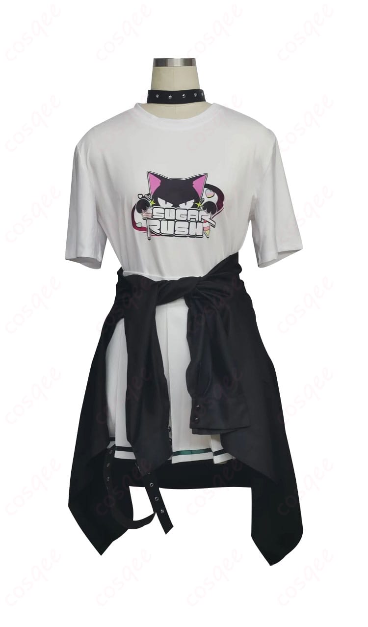 商品正面のシュガーラッシュコスプレ衣装。杏山カズサの衣装を忠実に再現したデザインが魅力的。コスプレ衣装通販で今すぐ購入!