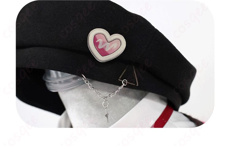 青柳冬弥 コスプレ衣装 帽子の装飾詳細、キャラクターの特徴を再現したデザインです。