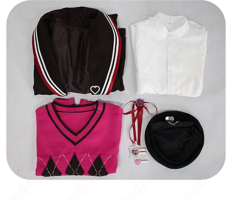 プロジェクトセカイ 青柳冬弥 コスプレ衣装 セット内容を紹介、コート、トップス、帽子、リボンなどが含まれています。