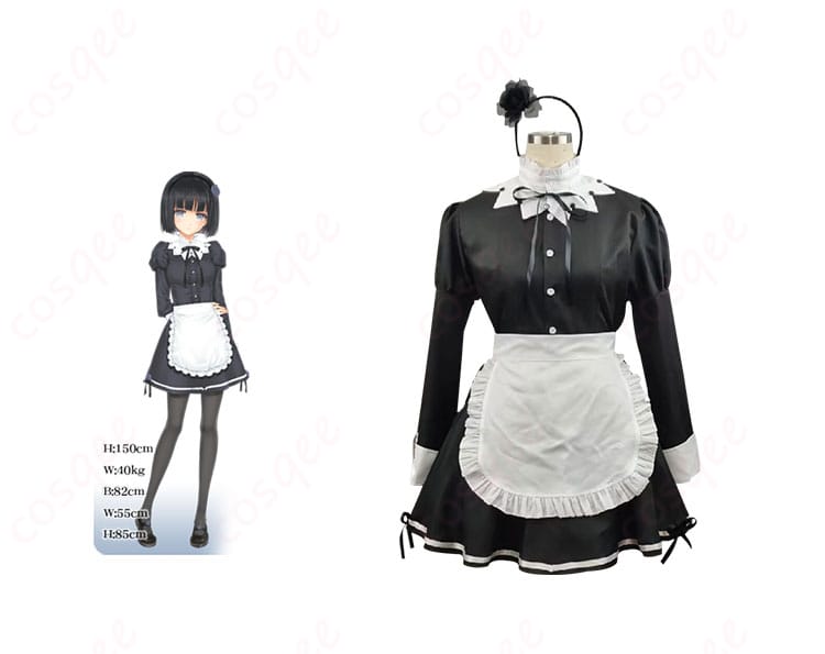 商品正面とキャラクタードロシー(燈露椎)のコスプレ衣装を合わせた写真。高忠実度再現のメイド服。