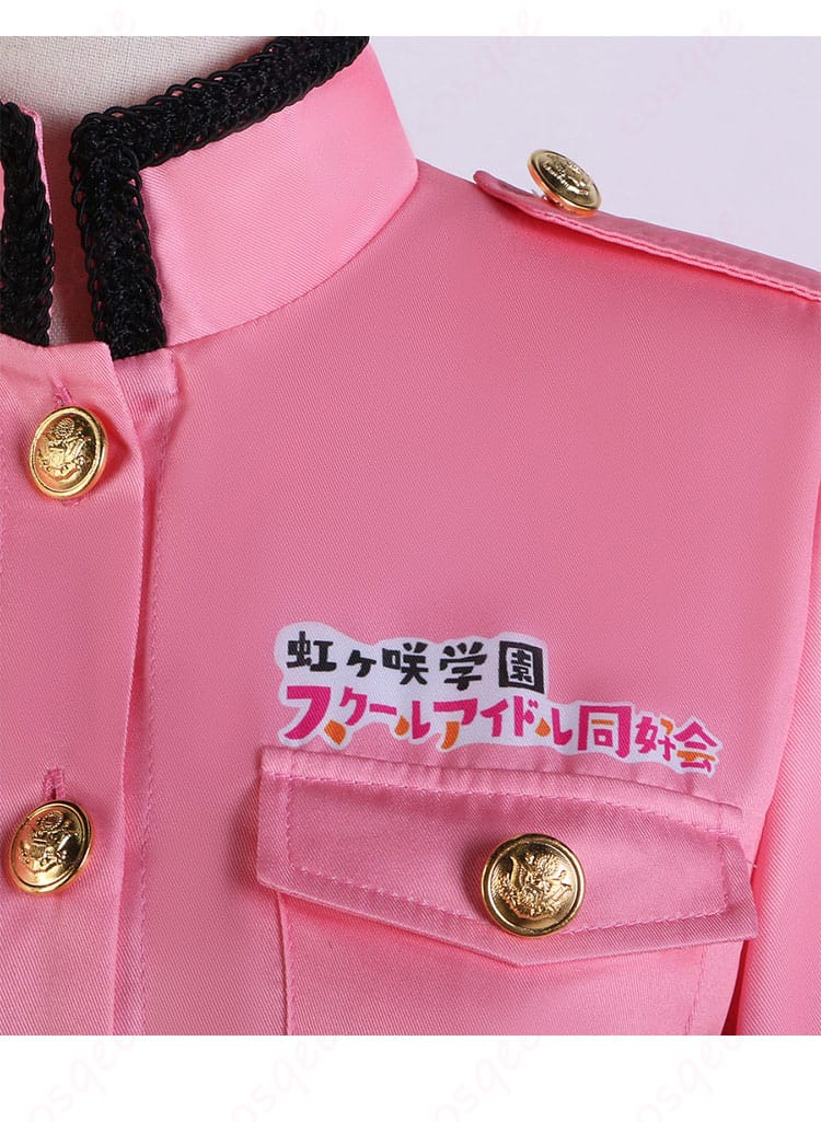 中須かすみのコスプレ衣装の肩口と胸元の装飾細部。装飾にこだわり、豪華な仕上がり。