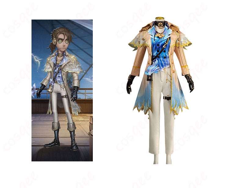 「IdentityV 傭兵(ナワーブ・サベダー) コスプレ衣装 驚異の部屋。キャラクターと衣装の詳細な比較画像。高い再現度でキャラクターの魅力を表現。」
