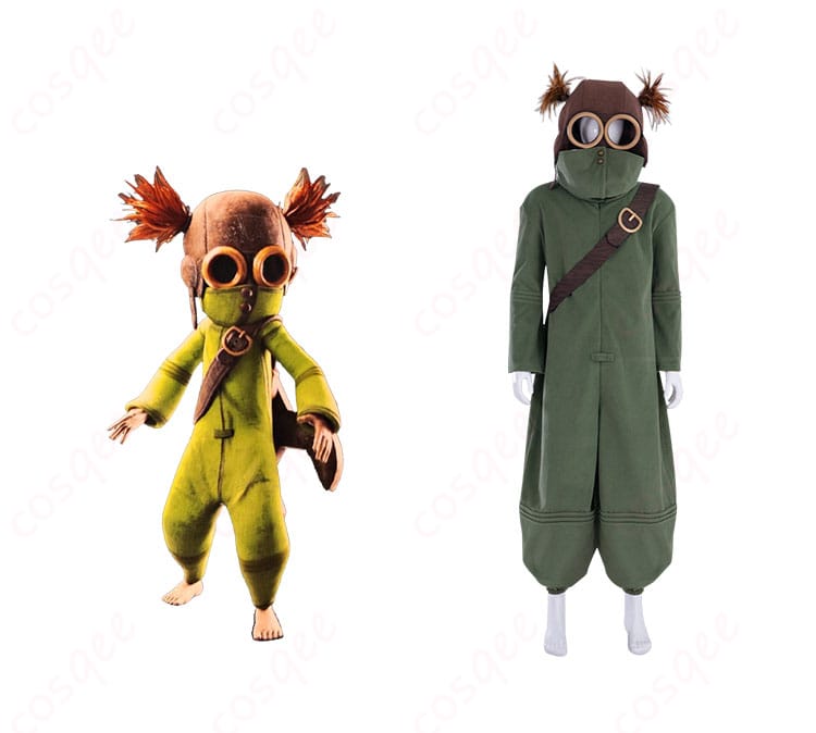 リトルナイトメアALONEコスプレ衣装の正面とキャラクターの組み合わせ画像。ALONEの特徴的なジャンプスーツとヘルメットが際立つ。