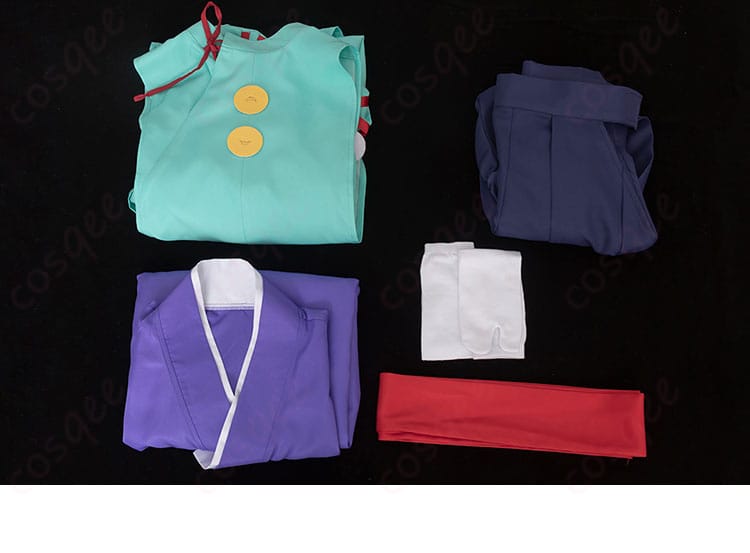 北条時行 コスプレ衣装 逃げ上手の若君 セット内容画像(上着、インナー、ズボン、帯、靴下)