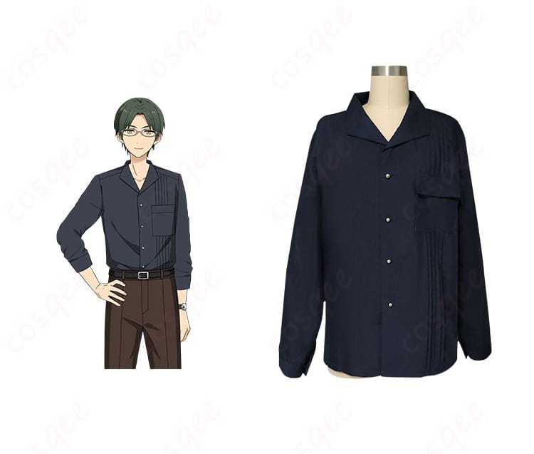 あんさんぶるスターズ! 蓮巳敬人 私服(春~夏)コスプレ衣装の正面とキャラクターが組み合わさった画像。高い再現度で、ファン必見のアイテム!