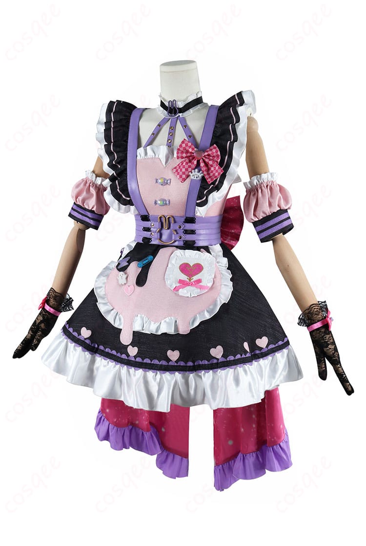 商品側面図 - 高い再現度と快適な着心地を提供するメイド衣装の側面ビュー。