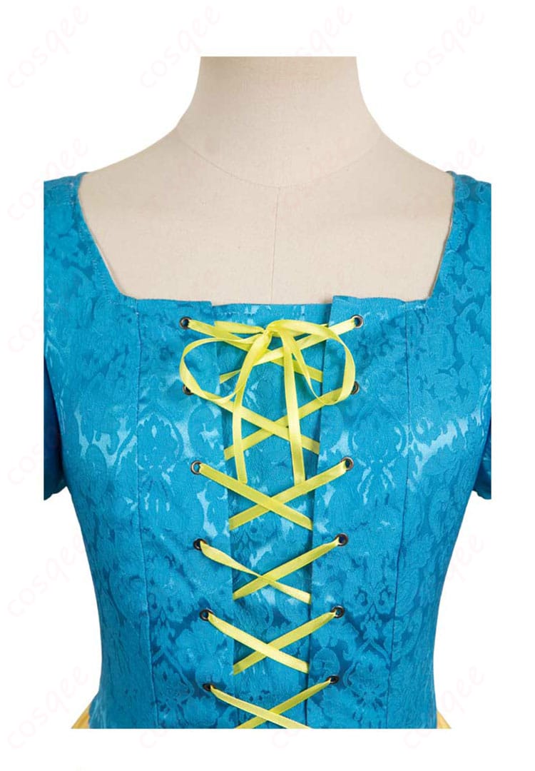 白雪姫 コスプレ衣装の門襟部分に施された系绳装飾。細部まで精緻な作りで高再現度。