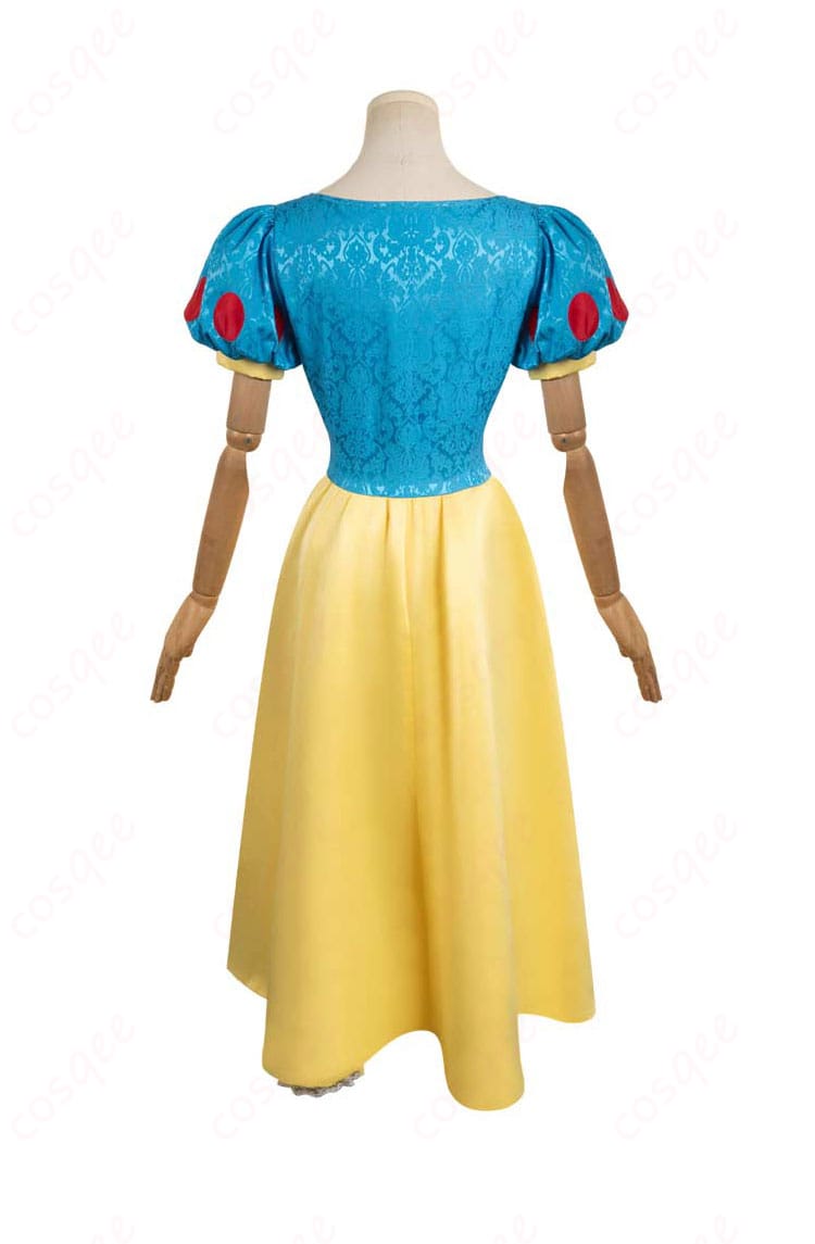 ディズニー 白雪姫 コスプレ衣装の背面画像。後ろ姿も忠実に再現されており、全体的な美しいデザインが確認できます。