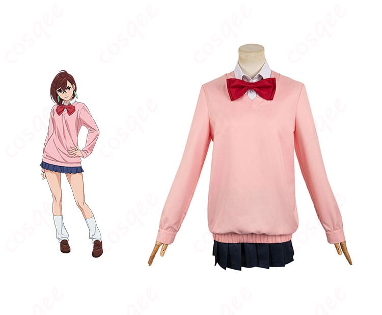 商品正面とキャラクター綾瀬桃のコスプレ衣装(ダンダダン)を組み合わせた画像。コスプレ衣装の全体像を確認できます。