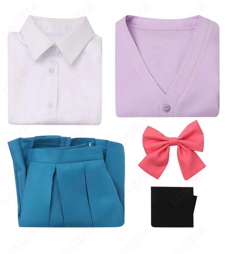 『君に届け』胡桃沢梅 コスプレ衣装。セット内容の全てが揃った状態を確認できます。コスプレ初心者にもおすすめ。