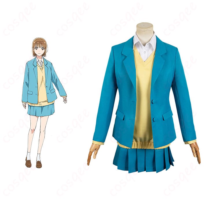 アオのハコ 鹿野千夏 コスプレ衣装 正面とキャラクターとの合わせたイメージ