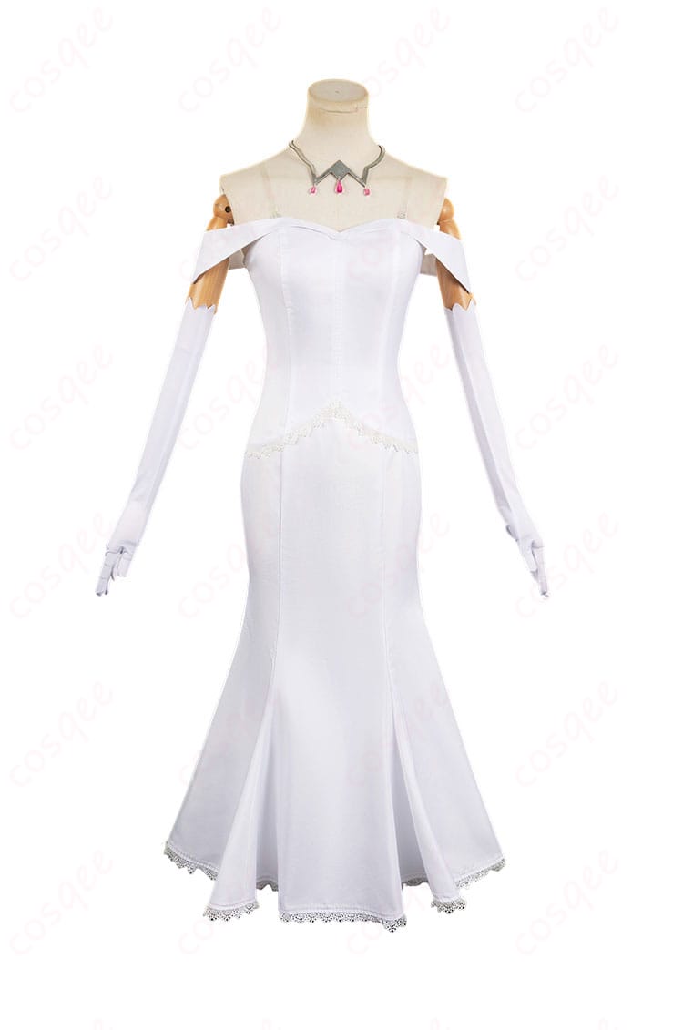 Re:ゼロから始める異世界生活 エミリア コスプレ衣装 白いワンピースの正面画像。詳細なデザインが忠実に再現され、エミリアの美しい姿が特徴です。