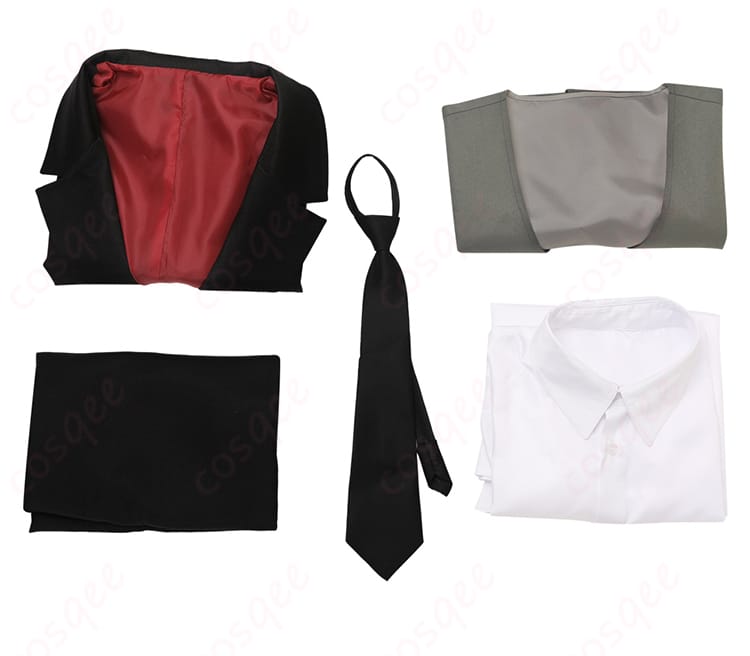 「女がいなかった話」蘇芳 コスプレ衣装 セット内容の紹介。コート、シャツ、ベスト、ズボン、ネクタイがセット。