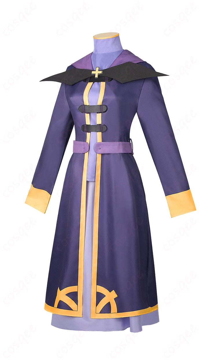 商品側面から見たウィズのコスプレ衣装。デザインの美しさと細部がよく見え、コスプレのリアルさが際立つ。