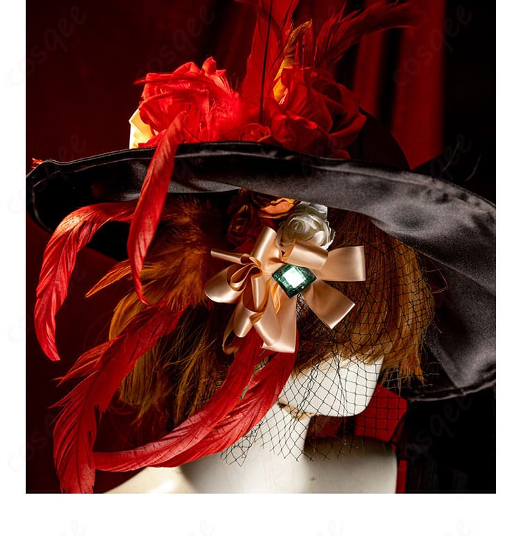 パール夫人コスプレ衣装の頭飾りと帽子の豪華な装飾