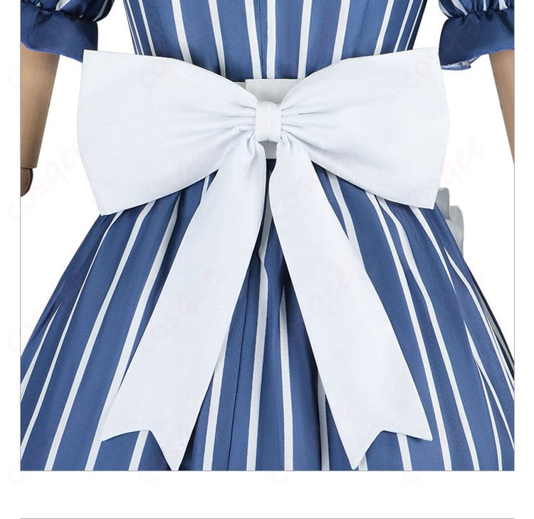 メイド服 背中の蝶結び装飾、繊細な刺繍が施され、全体に華やかさをプラス