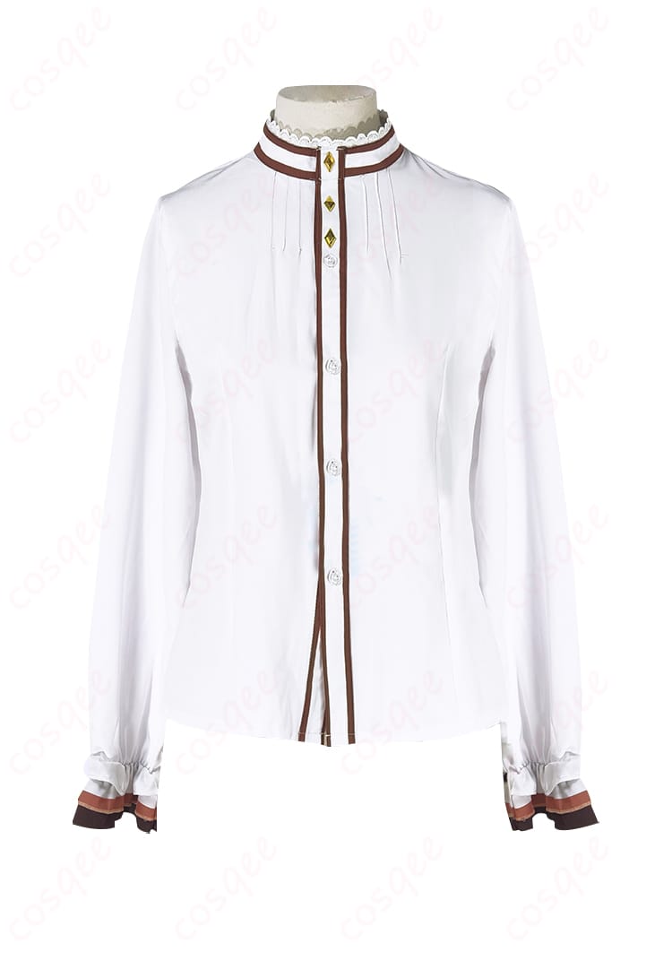 白色の衬衫 コスプレ衣装 正面装飾の詳細、前胸のデザイン