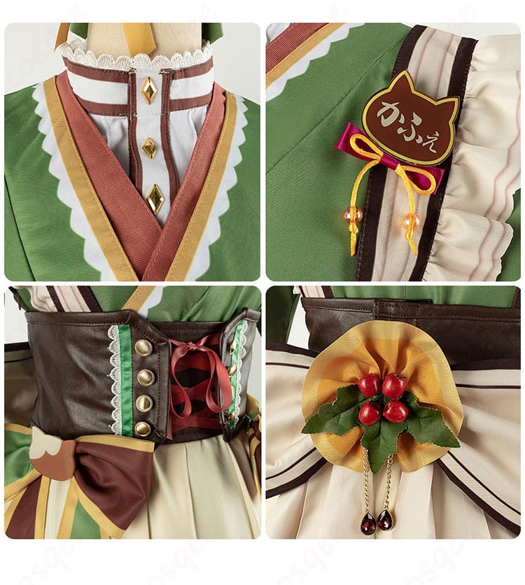 コスプレ衣装 腰封と胸元のデザイン詳細、ウマ娘キャラクター仕様