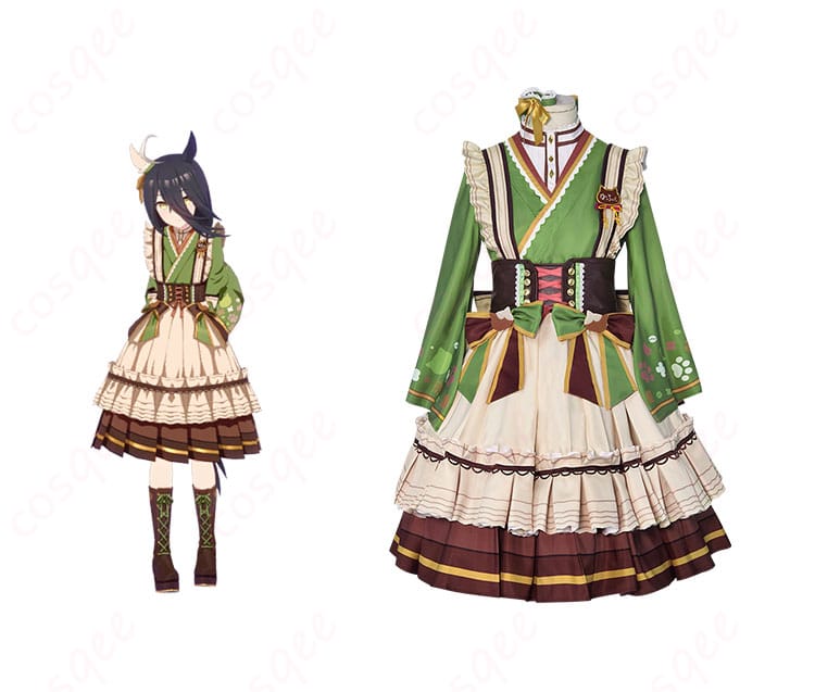 ウマ娘 プリティーダービー マンハッタンカフェ(柳緑小夜)コスプレ衣装 正面とキャラクター画像の組み合わせ