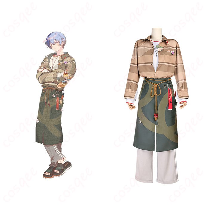 プロジェクトセカイ 青柳冬弥のコスプレ衣装。エイプリルフールver. 我らペガサス探検隊!キャラクターと衣装の詳細が見える。