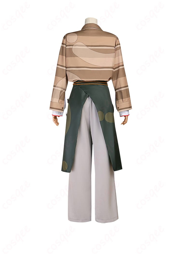 青柳冬弥のコスプレ衣装の背面。後ろの装飾やディテールが見える。