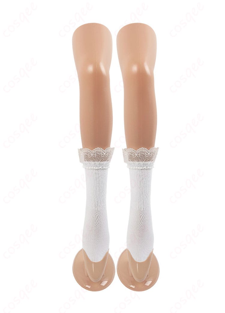 靴下装飾の詳細画像。さくらみこコスプレ衣装にぴったりな可愛い装飾部分。