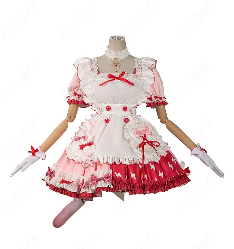 アークナイツ ゴールデングロー コスプレ衣装 正面の詳細写真。レインボーティーパーティのデザインが見事に再現されています。