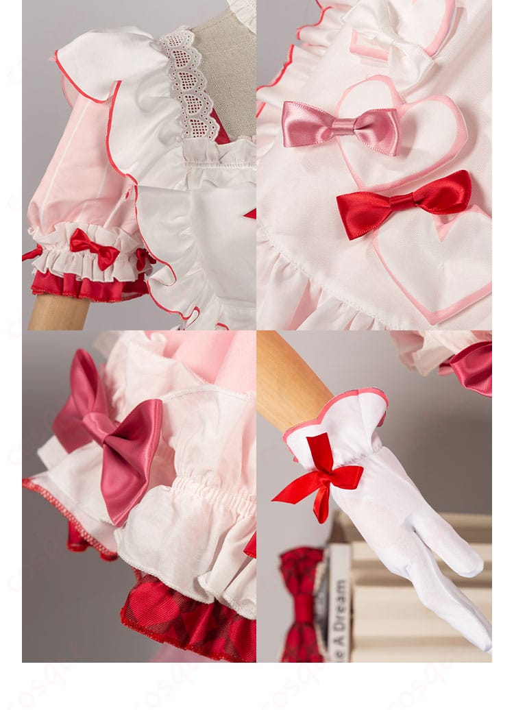 ゴールデングロー コスプレ衣装の肩袖、手袋、スカートの装飾ディテール。全体的なバランスと細部のこだわりが光ります。