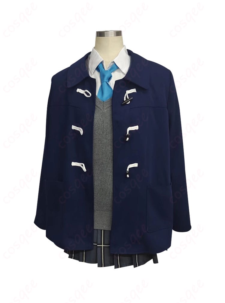 小鳥遊ホシノの2年生制服コスプレ衣装の正面ビュー。鮮やかなデザインと高い再現度が特徴です。
