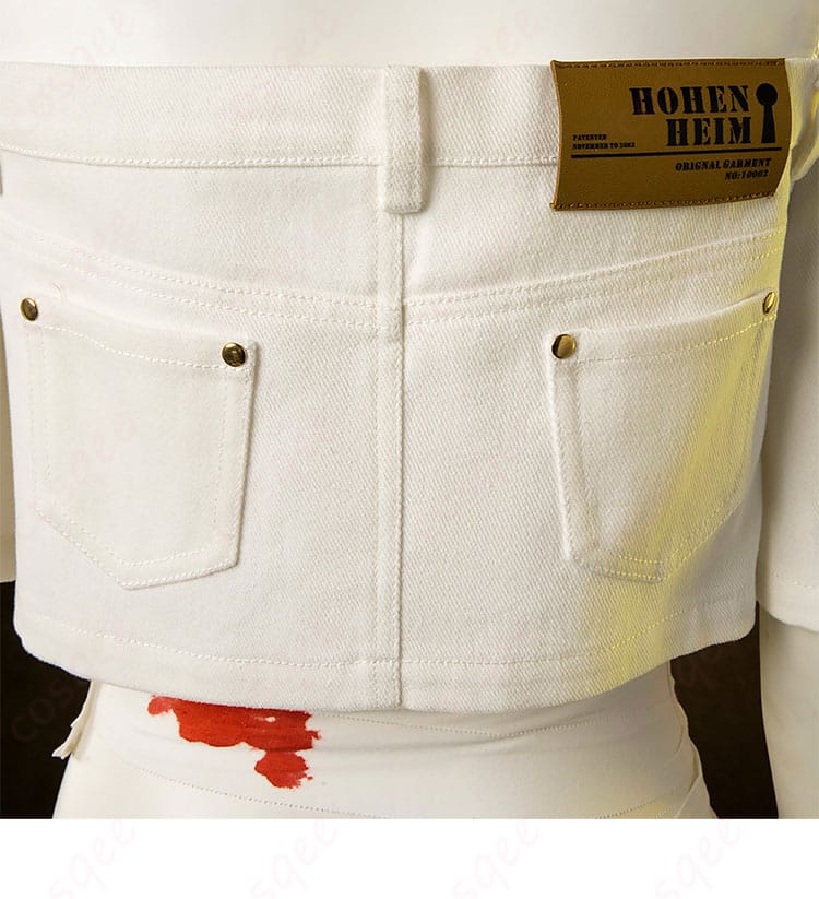 服装上衣の背面装飾の細部。A.B.Aの衣装上着の背面デザインを詳細に捉えた画像。